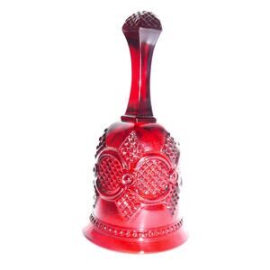 Vintage Avon Ruby Red Glass Bell Clapper Diamond Cut Pattern Pineapple Handle